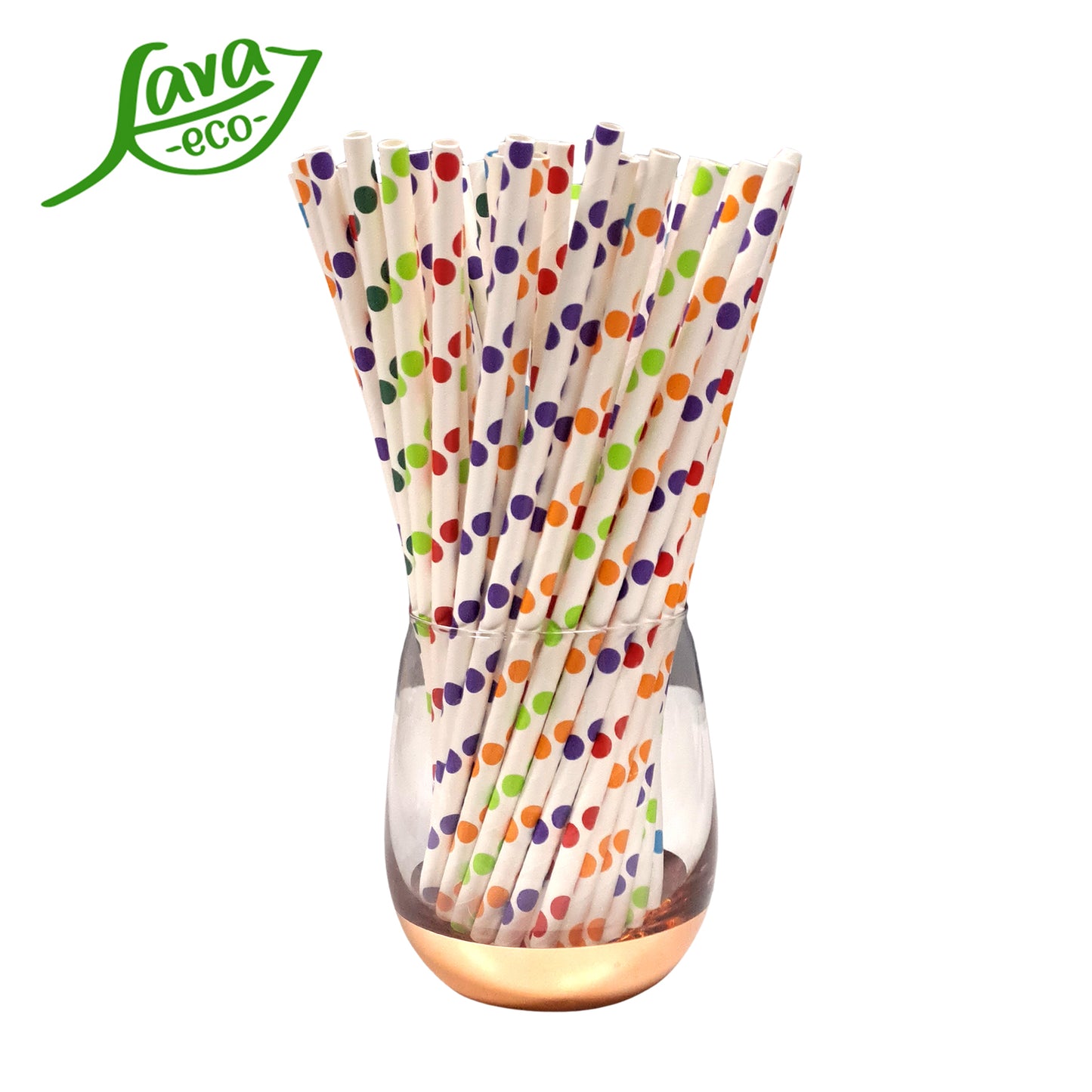 LavaEco Biodegradable Paper Straws - Colourful Circle A 100 PCS - Disposable Environment Eco Friendly