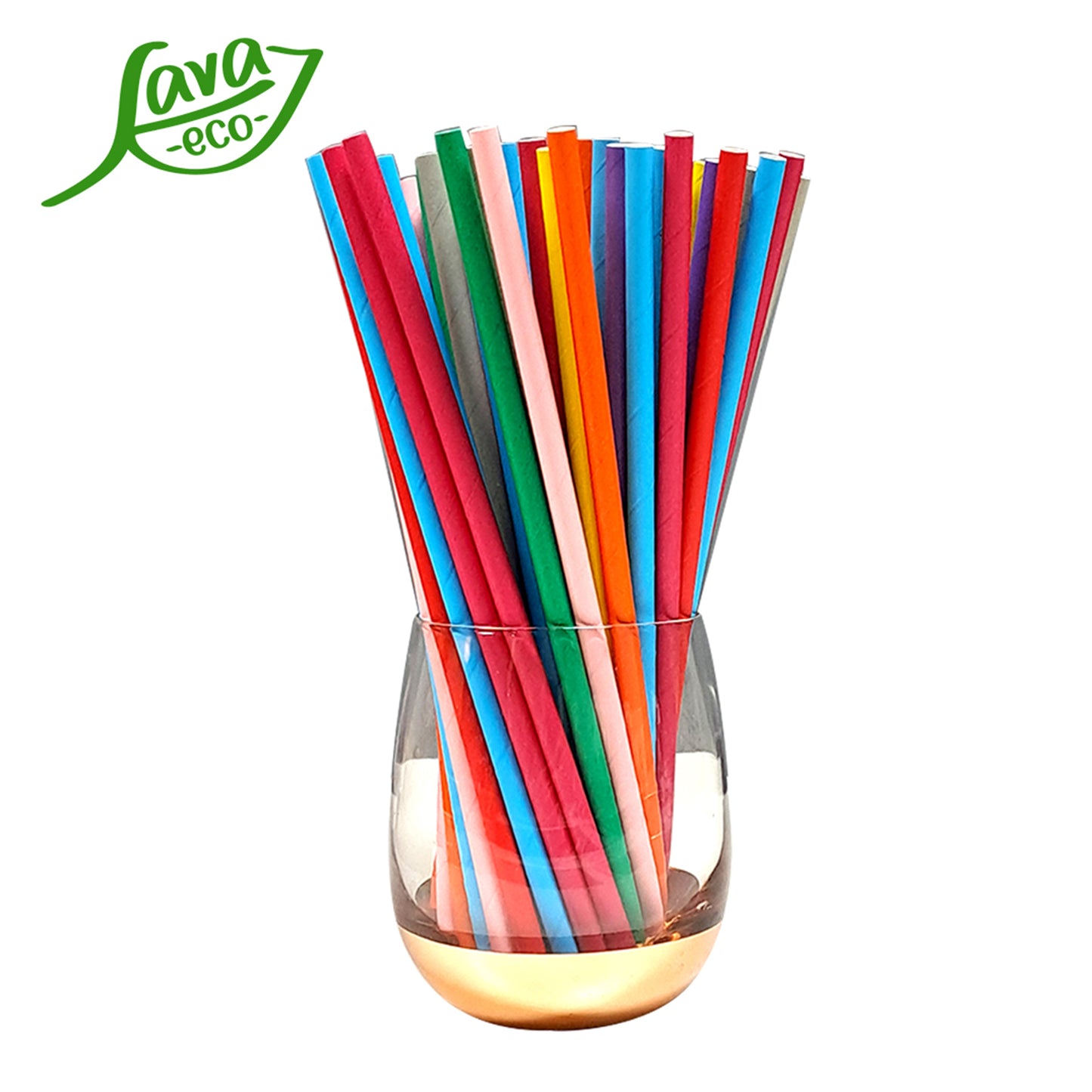 LavaEco Biodegradable Paper Straws - Colourful 100 PCS - Disposable Environment Eco Friendly