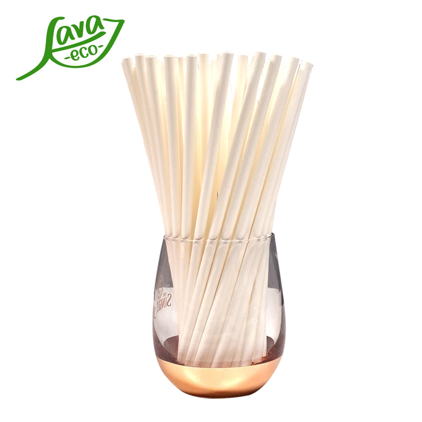 LavaEco Biodegradable Paper Straws - Plain White 100 PCS - Disposable Environment Eco Friendly