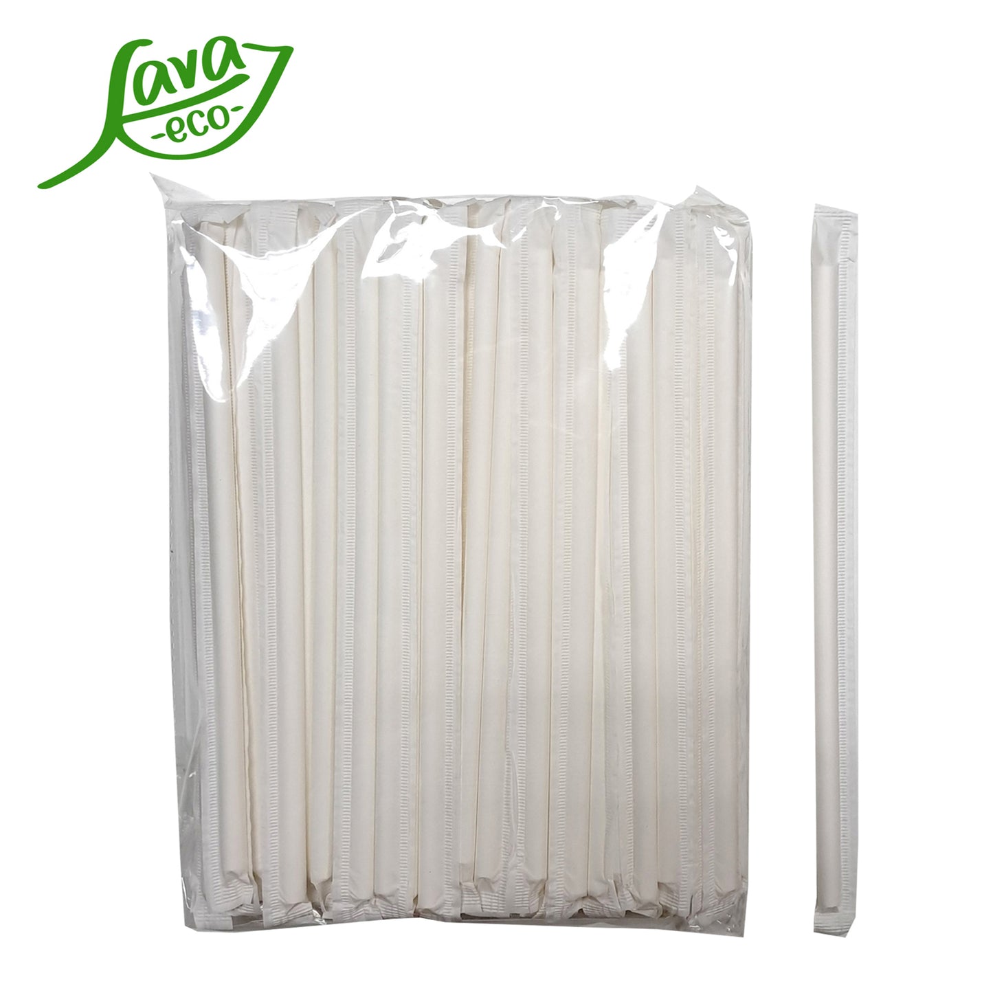 LavaEco Individually Packed White Paper Drinking Straws With Sharp Bottom For Easy Poke Environment Eco Friendly Disposable Straw - 100pcs