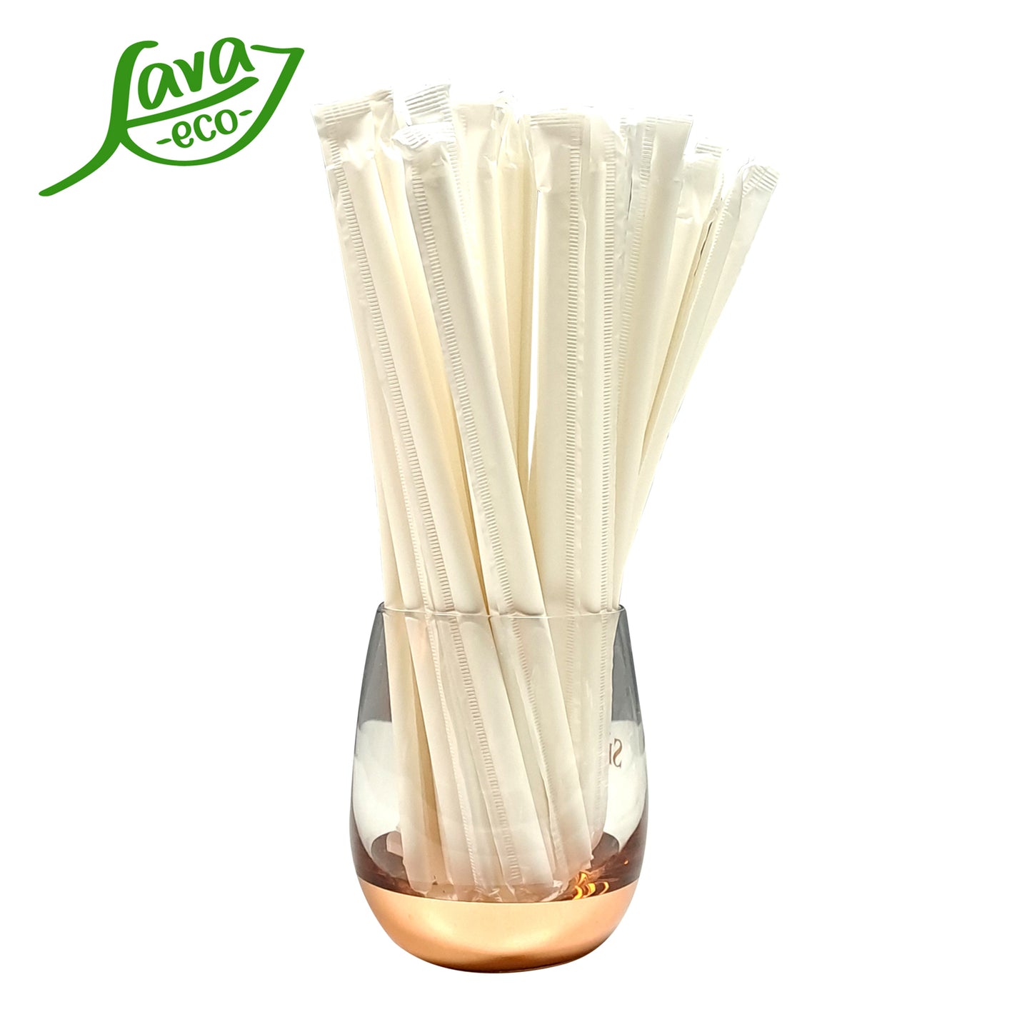 LavaEco Individually Packed White Paper Drinking Straws With Sharp Bottom For Easy Poke Environment Eco Friendly Disposable Straw - 100pcs