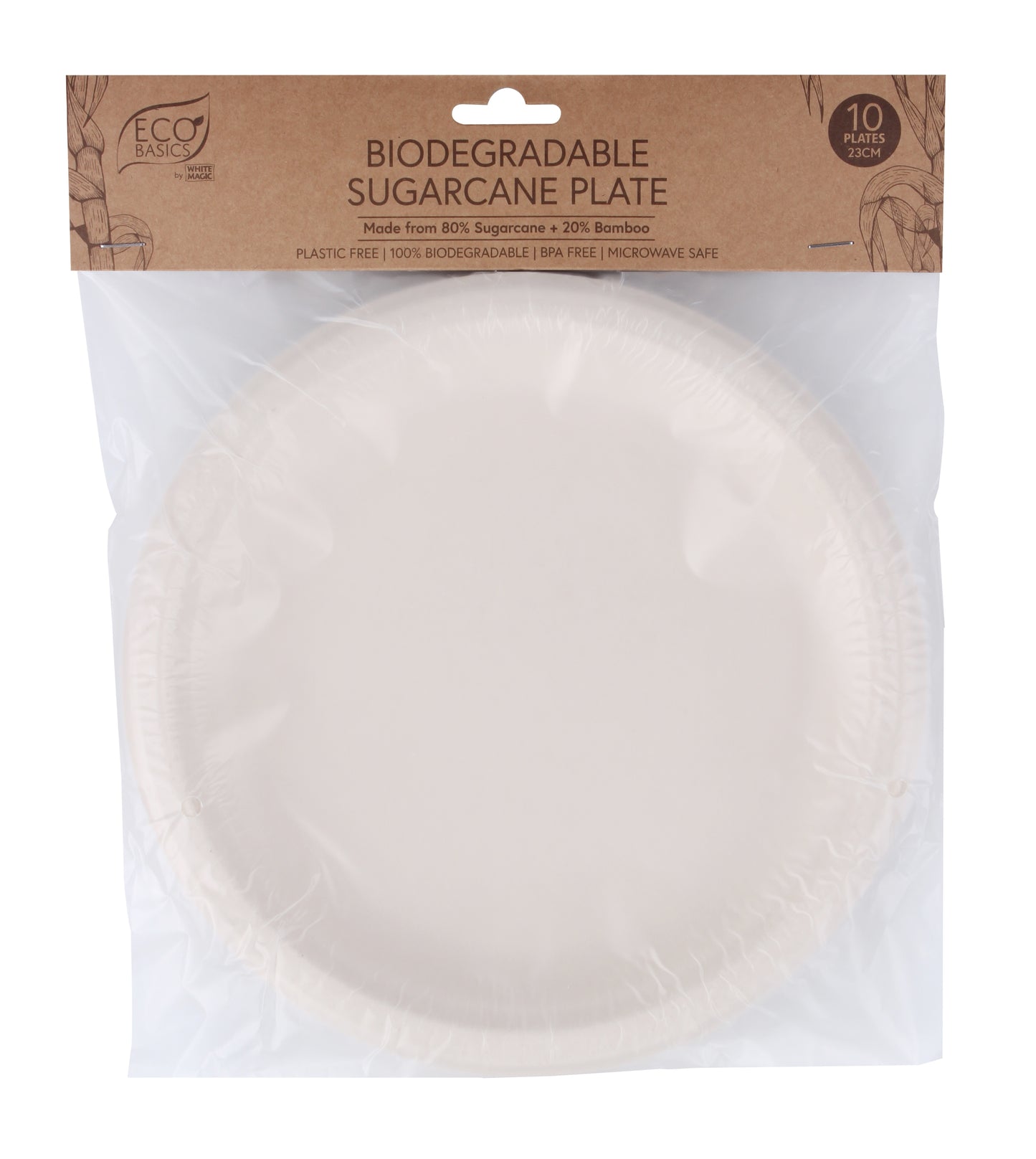 Eco Basics Biodegradable Sugarcane Plate 23cm - 10pcs