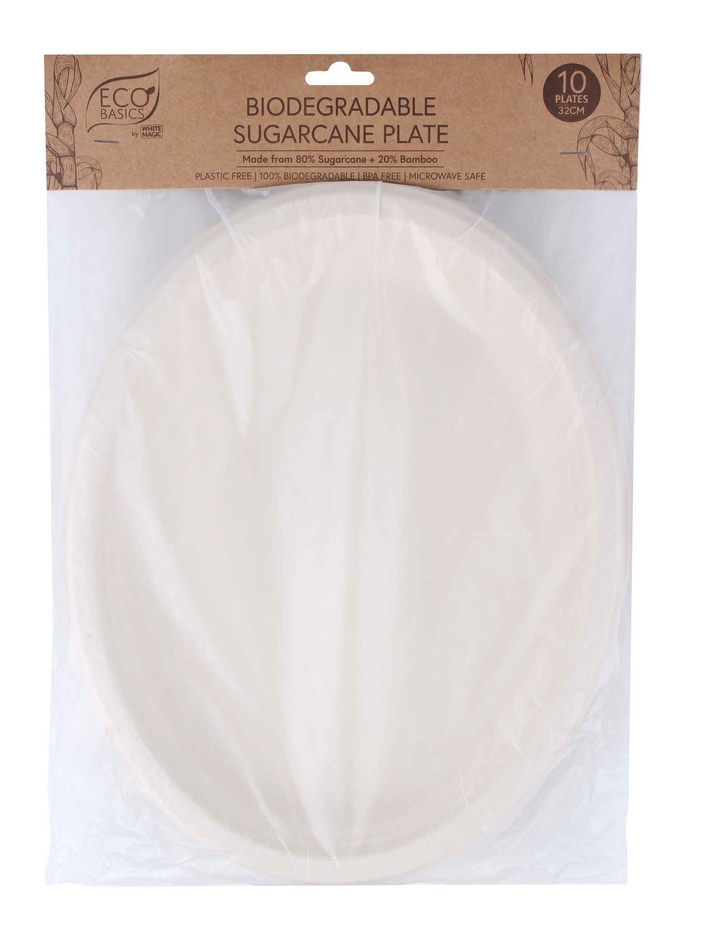 Eco Basics Biodegradable Sugarcane Plate 32cm - 10pcs