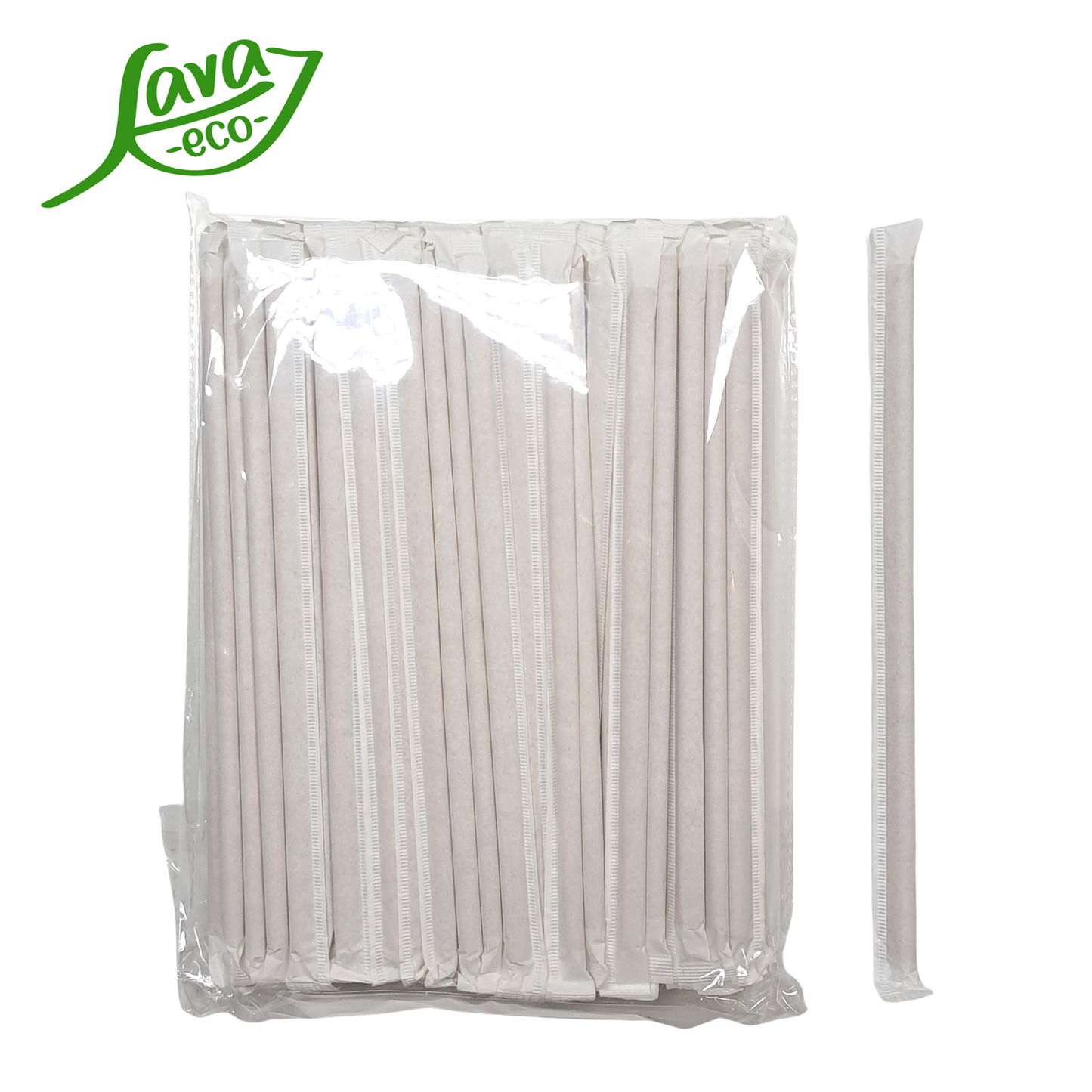 LavaEco Individually Packed Kraft Paper Drinking Straws With Sharp Bottom For Easy Poke Environment Eco Friendly Disposable Straw - 100pcs