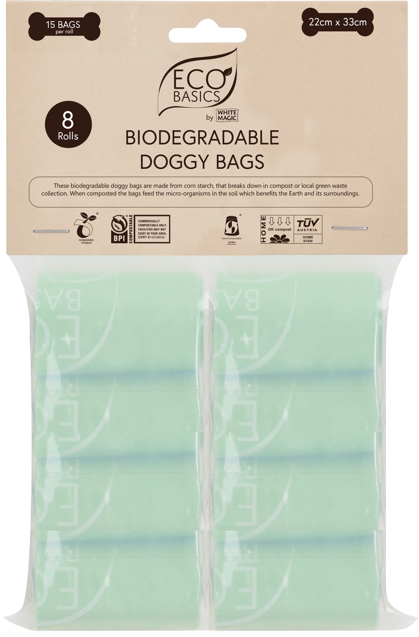 Eco Basics Biodegradable Doggy Bags 8 rolls