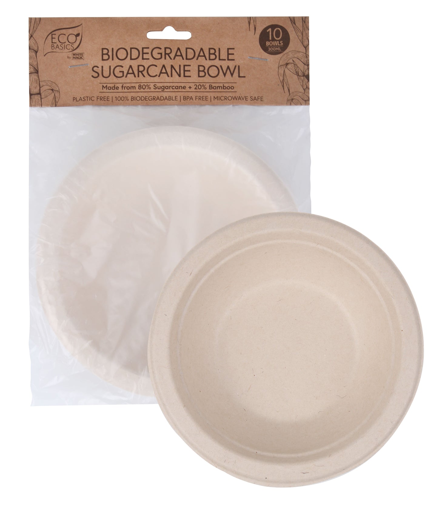 Eco Basics Biodegradable Sugarcane Bowl - 10pcs