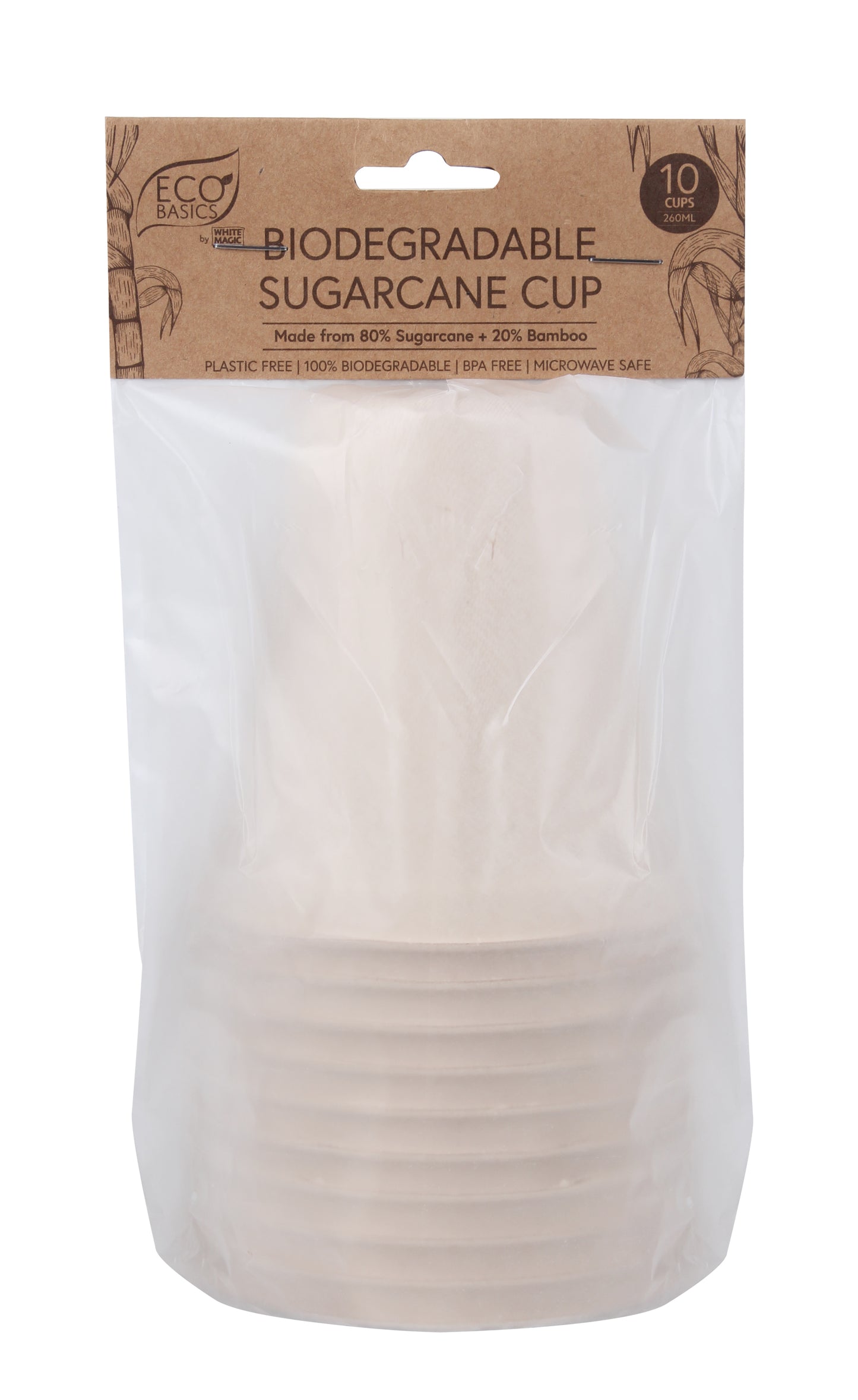 Eco Basics Biodegradable Sugarcane Cup - 10pcs