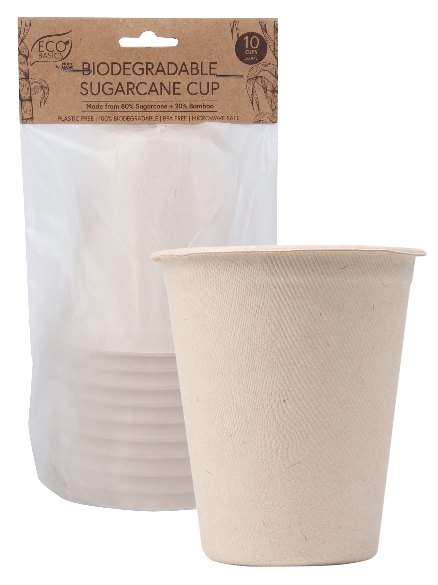 Eco Basics Biodegradable Sugarcane Cup - 10pcs