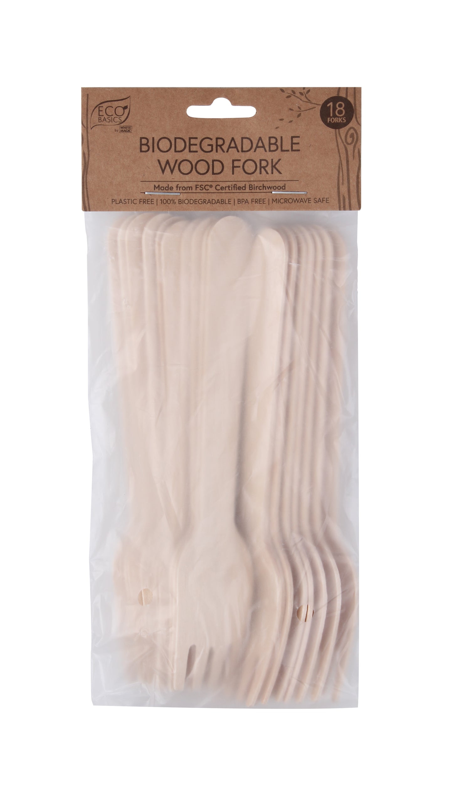 Eco Basics Biodegradable Wood Fork - 18pcs