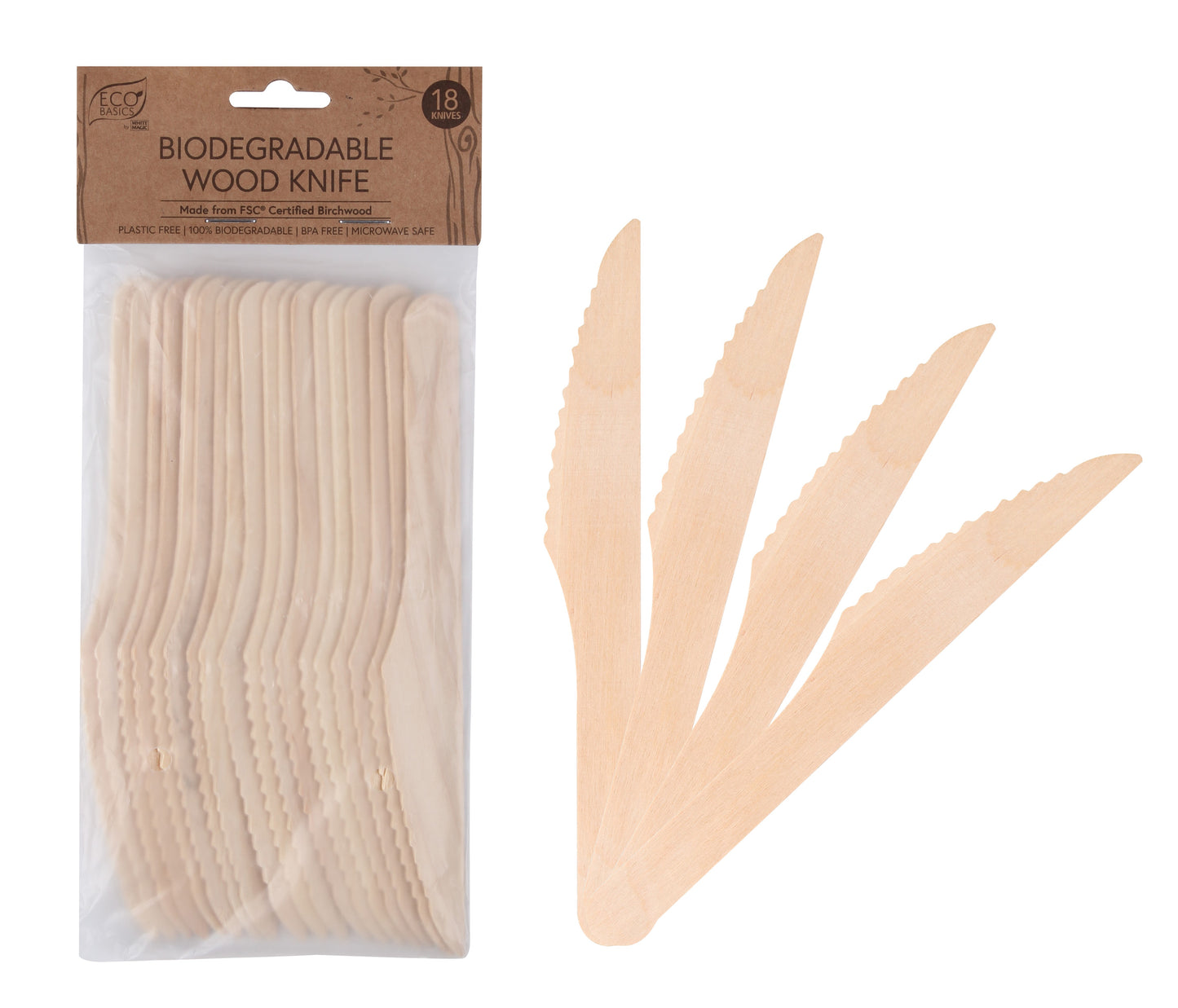 Eco Basics Biodegradable Wood Knife - 18pcs