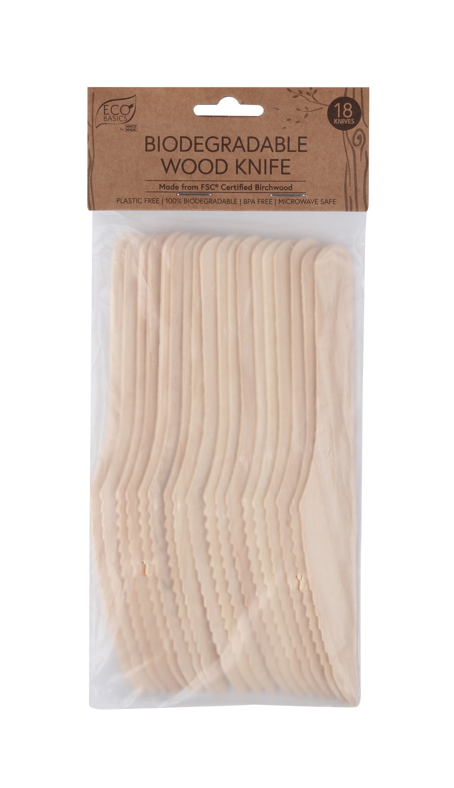 Eco Basics Biodegradable Wood Knife - 18pcs