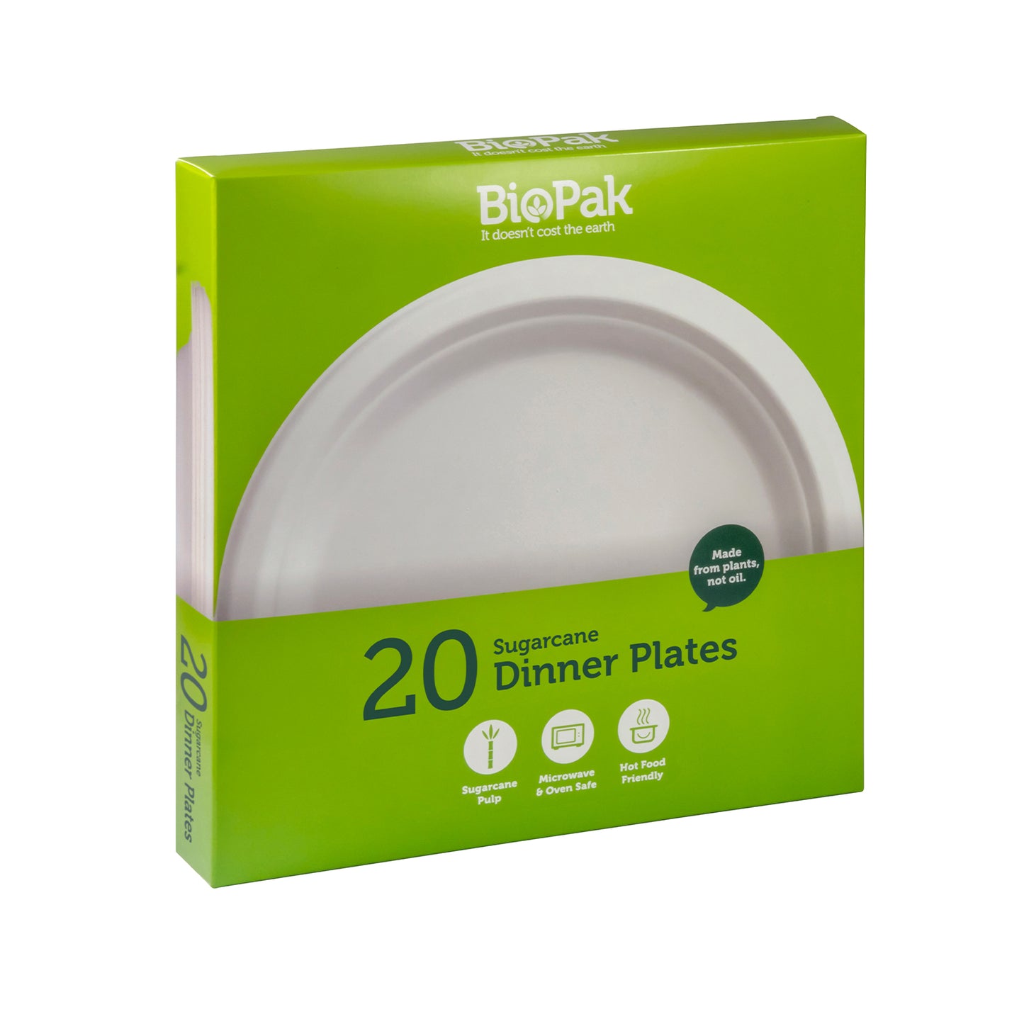 BioPak Sugarcane Dinner Plates 23cm Plastic Free - 20 pcs Disposable Plate