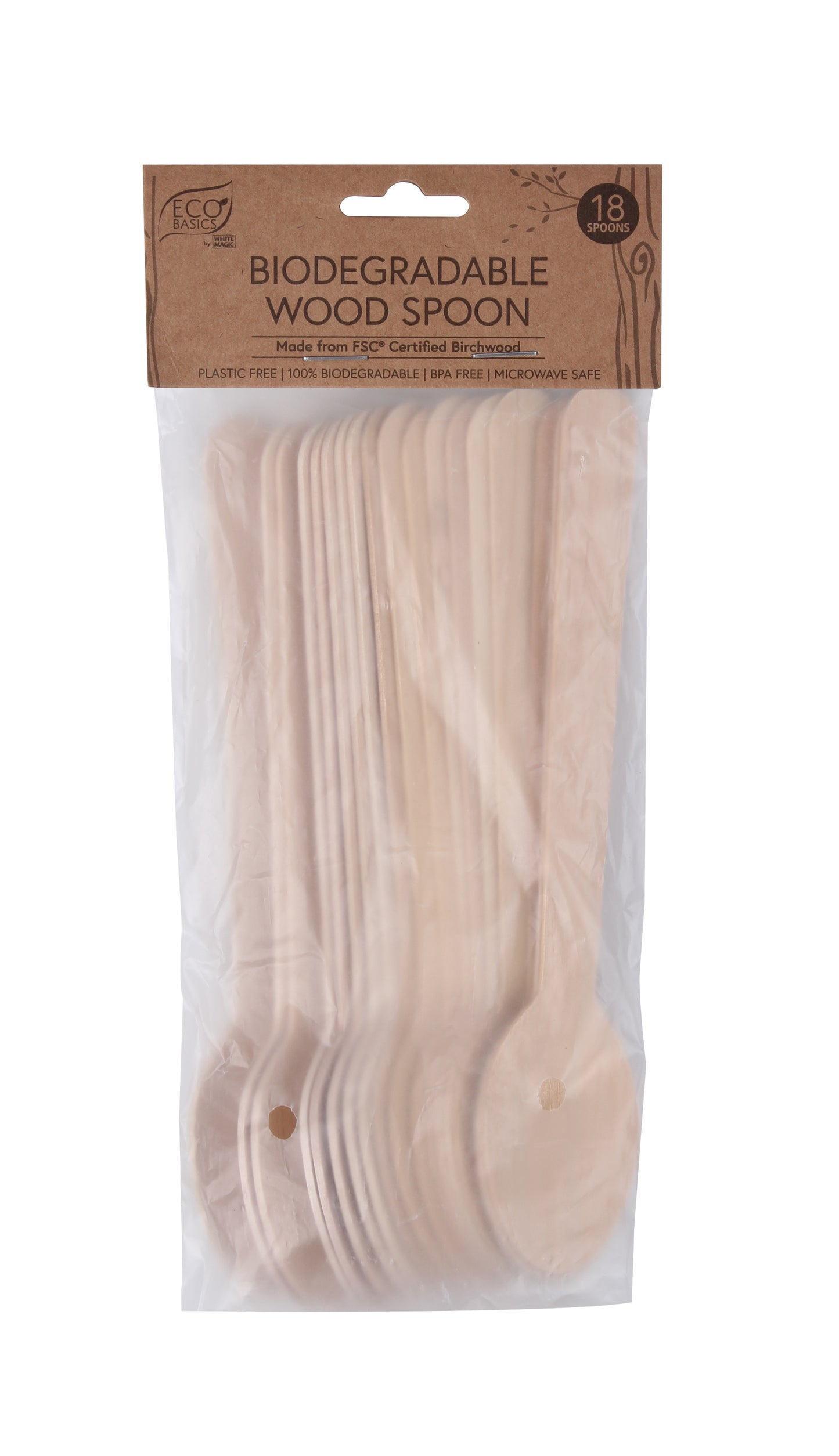 Eco Basics Biodegradable Wood Spoon - 18pcs