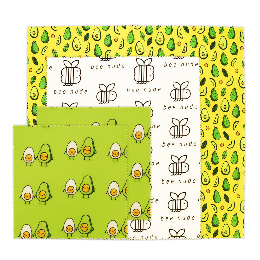 Bee Wrappy - Vagan Food Wrap 4 Pieces Pack (2 Small, 1 Medium, 1 Large) Bee Wax Food Wrap