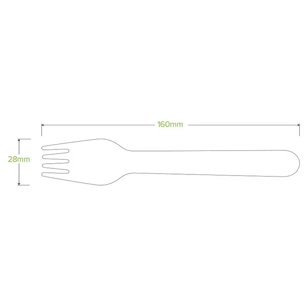 BioPak Compostable Wooden Forks 16cm - 50 pcs Disposable Fork Eco Friendly