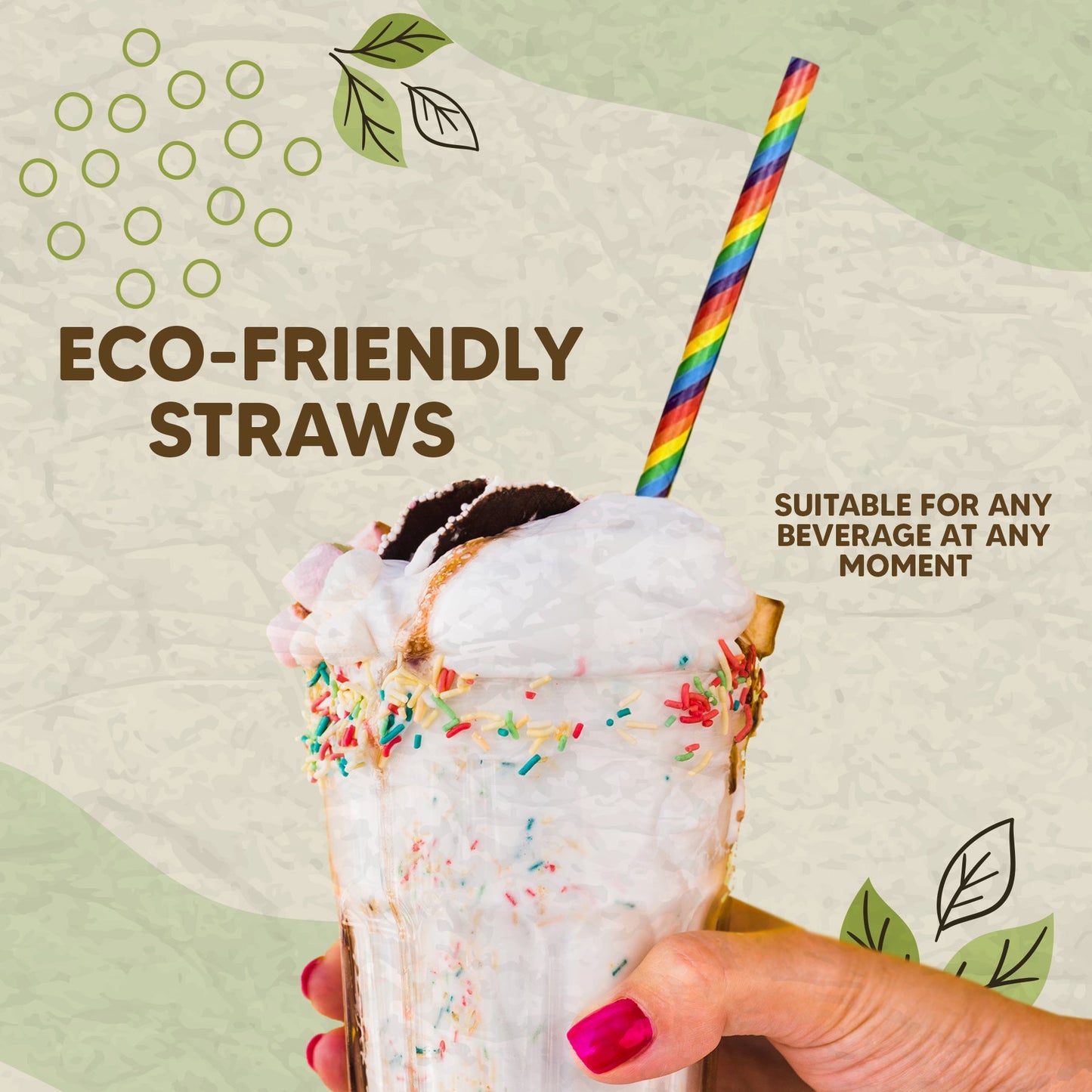 LavaEco Individually Packed Kraft Paper Drinking Straws With Sharp Bottom For Easy Poke Environment Eco Friendly Disposable Straw - 100pcs