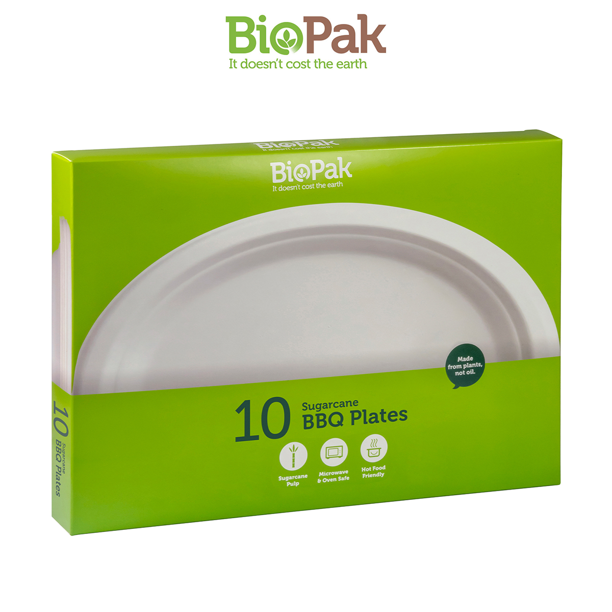 BioPak Sugarcane BBQ Plates 32x25cm Plastic Free - 10 pcs Disposable Plate Eco Friendly